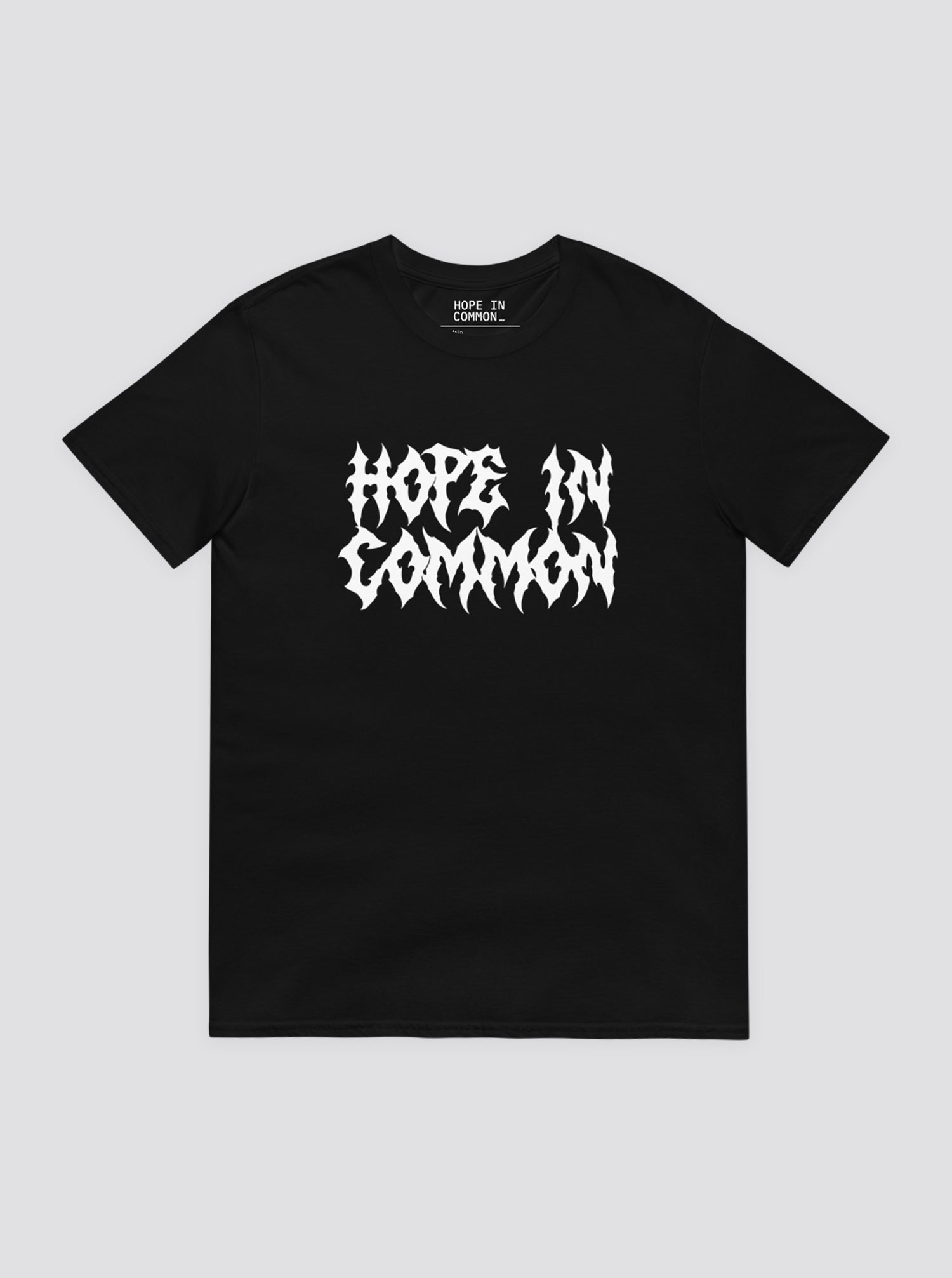 HOPE ROMANCE ブラックTシャツ Hope in Common Metal Unisex T-Shirt