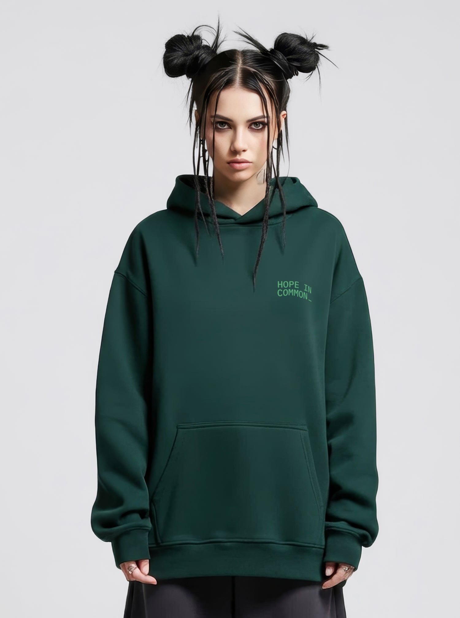 Hope in Common Unisex Green Relaxed fit Hoodie