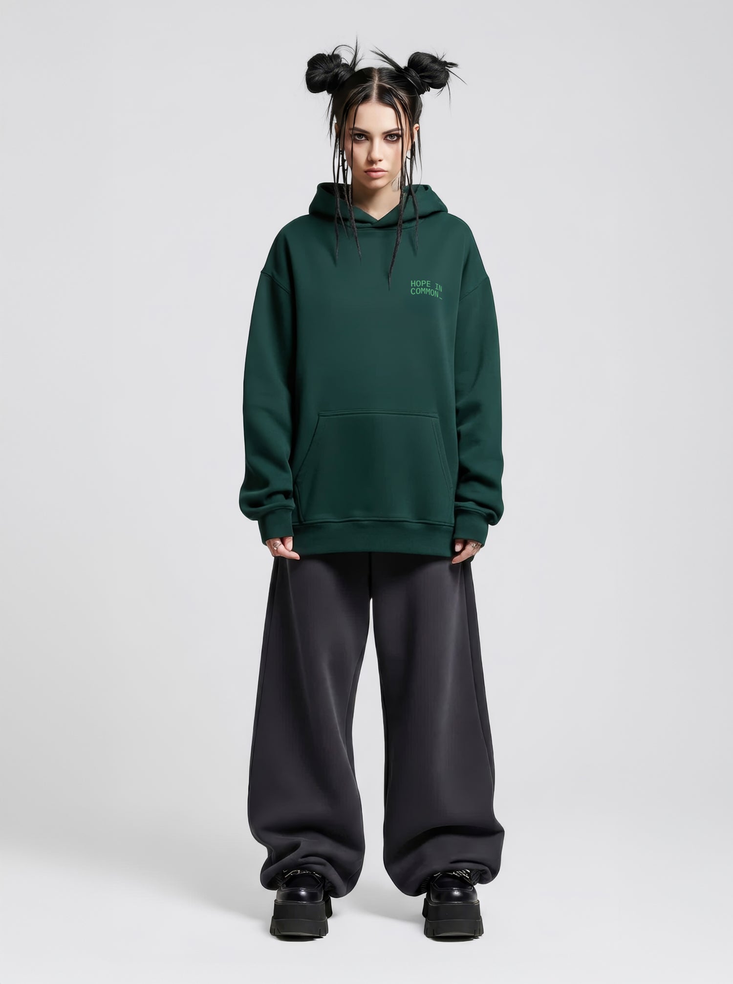 Hope in Common Unisex Green Relaxed fit Hoodie