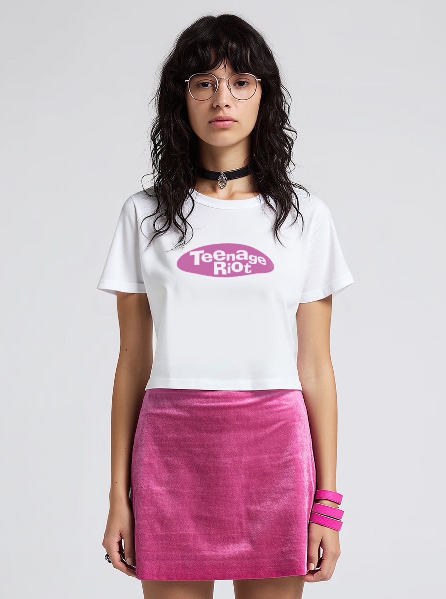 Teenage Riot white crop top