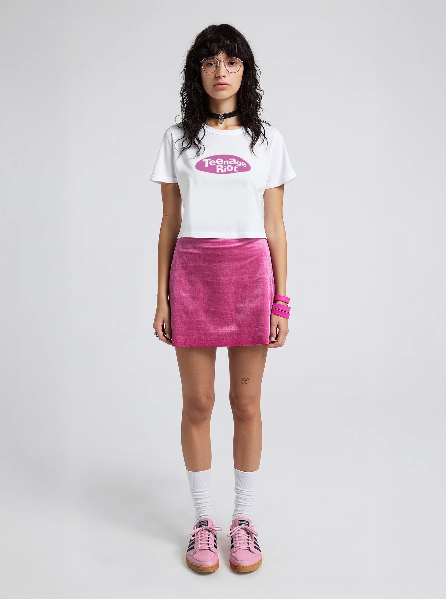 Teenage Riot white crop top